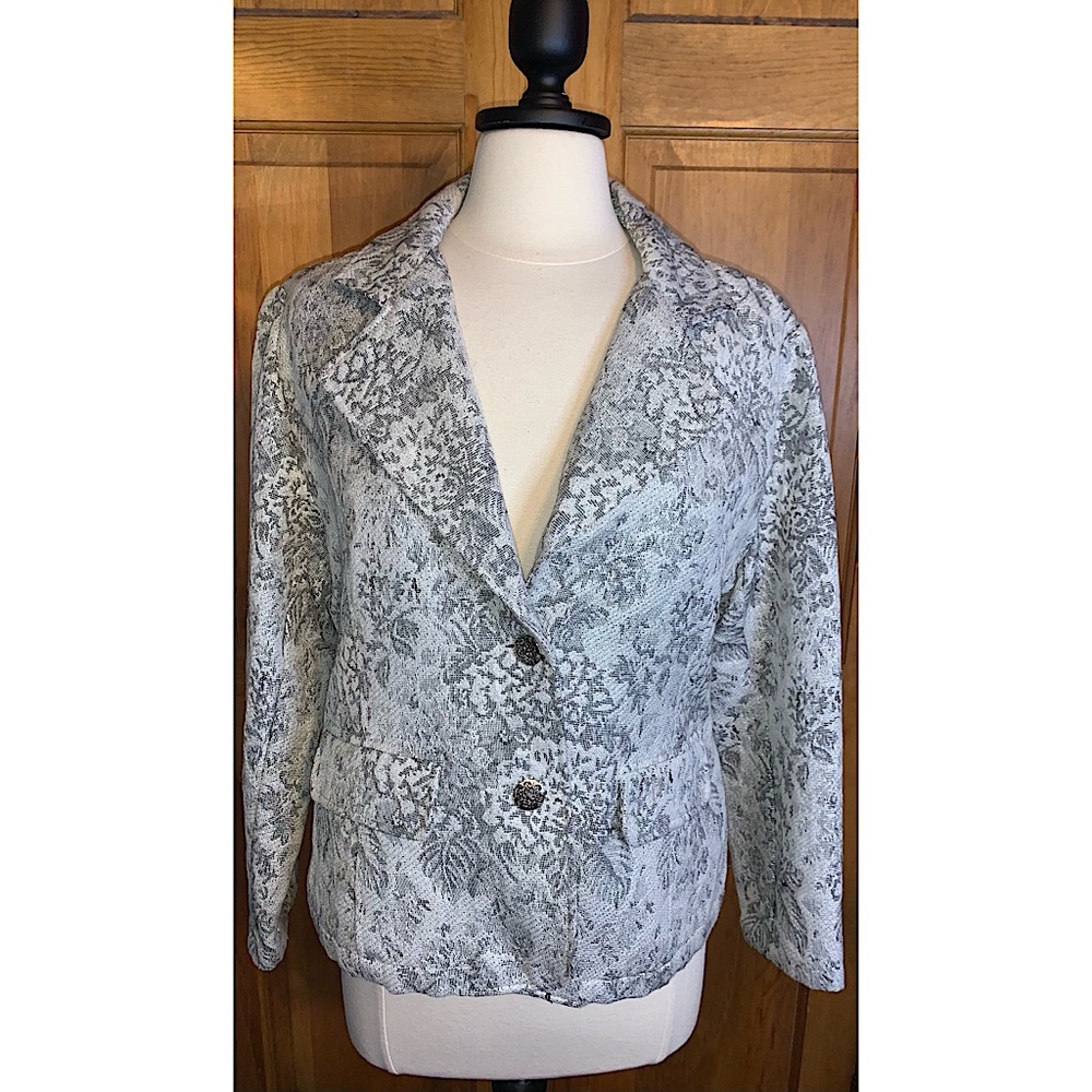 White Sparkly floral Suit Jacket